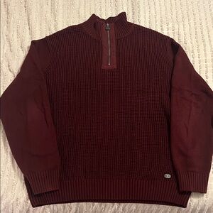 Men's Maroon Zip-Up Sweater